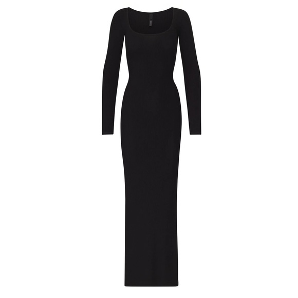 *SOLD SKIMS Soft Lounge Long-sleeve Dress in Onyx/Black - Picture 4 of 4